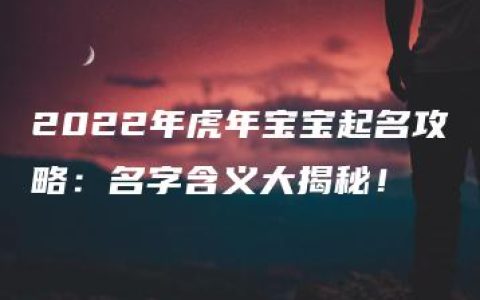 2022年虎年宝宝起名攻略：名字含义大揭秘！