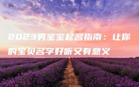 2023男宝宝起名指南：让你的宝贝名字好听又有意义