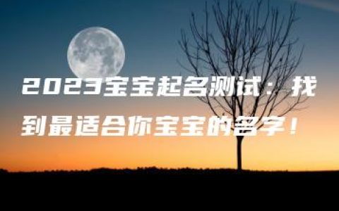 2023宝宝起名测试：找到最适合你宝宝的名字！