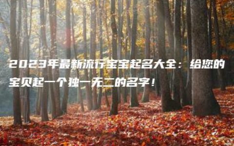 2023年最新流行宝宝起名大全：给您的宝贝起一个独一无二的名字！