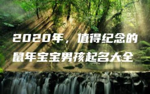 2020年，值得纪念的鼠年宝宝男孩起名大全