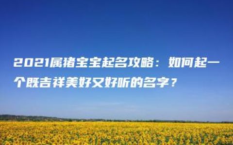 2021属猪宝宝起名攻略：如何起一个既吉祥美好又好听的名字？