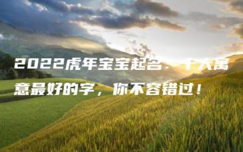 2022虎年宝宝起名：十大寓意最好的字，你不容错过！