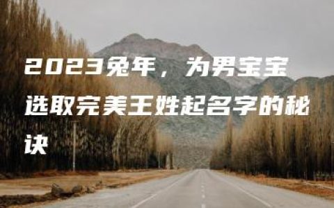 2023兔年，为男宝宝选取完美王姓起名字的秘诀