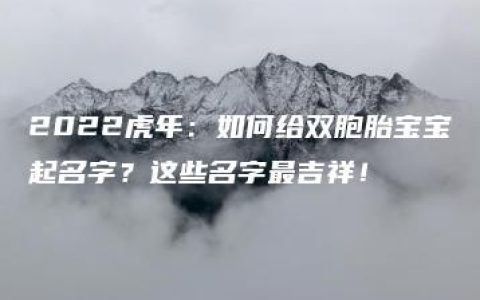 2022虎年：如何给双胞胎宝宝起名字？这些名字最吉祥！