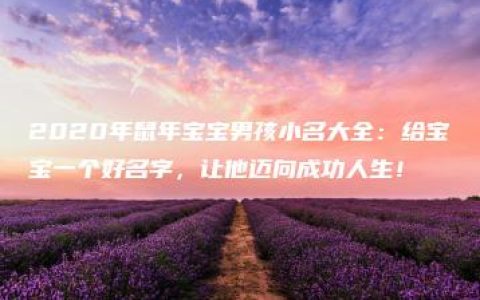 2020年鼠年宝宝男孩小名大全：给宝宝一个好名字，让他迈向成功人生！