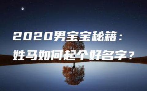 2020男宝宝秘籍：姓马如何起个好名字？