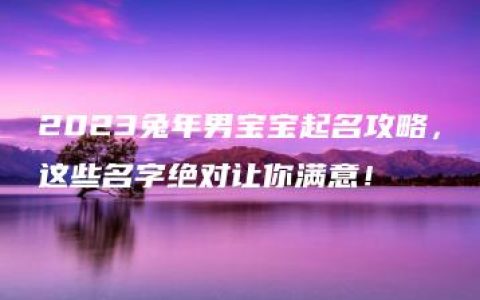 2023兔年男宝宝起名攻略，这些名字绝对让你满意！