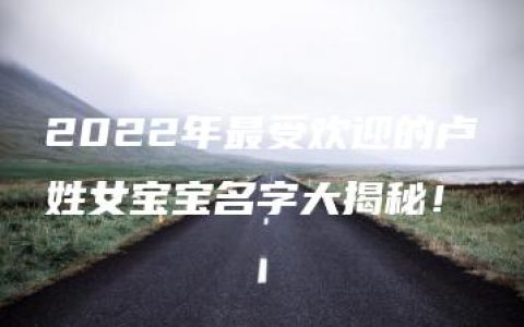 2022年最受欢迎的卢姓女宝宝名字大揭秘！