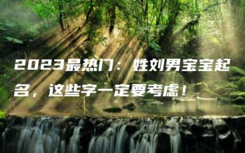 2023最热门：姓刘男宝宝起名，这些字一定要考虑！