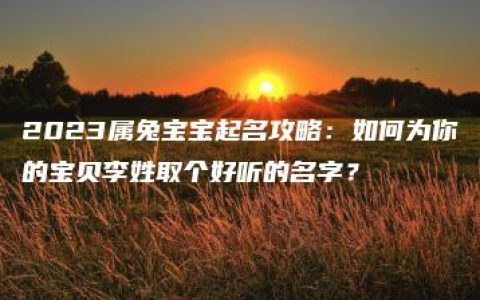 2023属兔宝宝起名攻略：如何为你的宝贝李姓取个好听的名字？