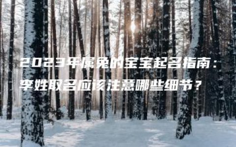 2023年属兔的宝宝起名指南：李姓取名应该注意哪些细节？