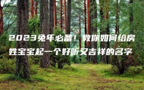 2023兔年必备！教你如何给房姓宝宝起一个好听又吉祥的名字