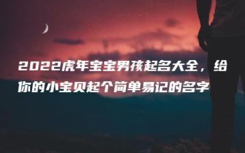 2022虎年宝宝男孩起名大全，给你的小宝贝起个简单易记的名字