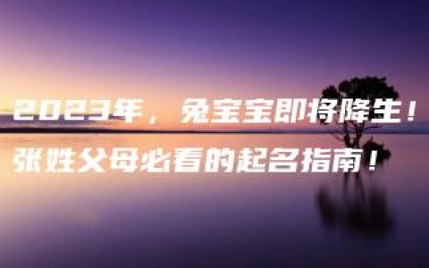 2023年，兔宝宝即将降生！张姓父母必看的起名指南！