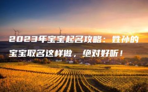 2023年宝宝起名攻略：姓孙的宝宝取名这样做，绝对好听！