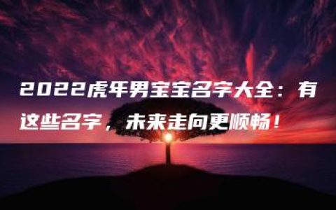 2022虎年男宝宝名字大全：有这些名字，未来走向更顺畅！