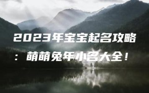 2023年宝宝起名攻略：萌萌兔年小名大全！