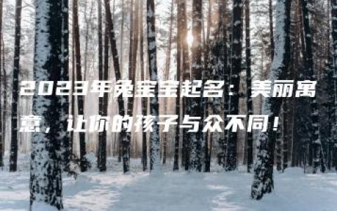 2023年兔宝宝起名：美丽寓意，让你的孩子与众不同！