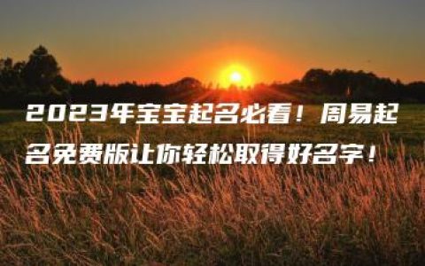 2023年宝宝起名必看！周易起名免费版让你轻松取得好名字！