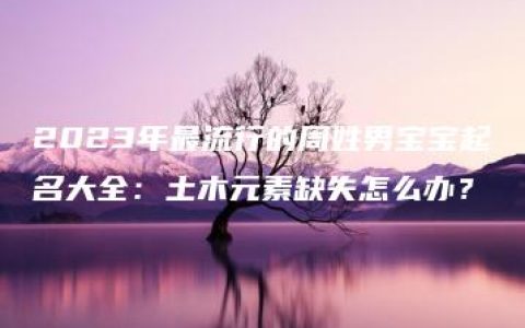 2023年最流行的周姓男宝宝起名大全：土木元素缺失怎么办？