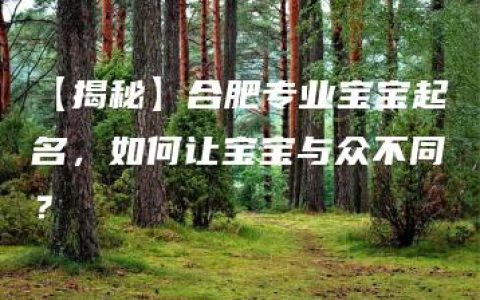 【揭秘】合肥专业宝宝起名，如何让宝宝与众不同？