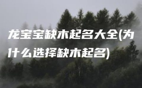 龙宝宝缺木起名大全(为什么选择缺木起名)