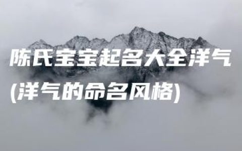 陈氏宝宝起名大全洋气(洋气的命名风格)