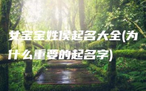 女宝宝姓侯起名大全(为什么重要的起名字)