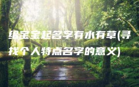 给宝宝起名字有水有草(寻找个人特点名字的意义)