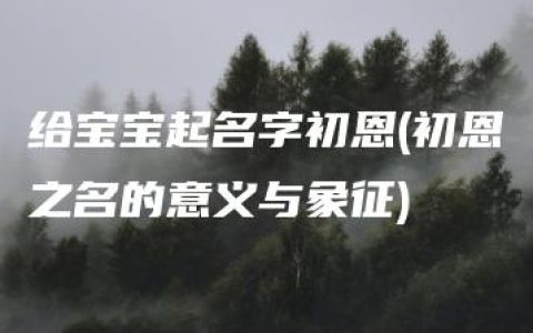 给宝宝起名字初恩(初恩之名的意义与象征)