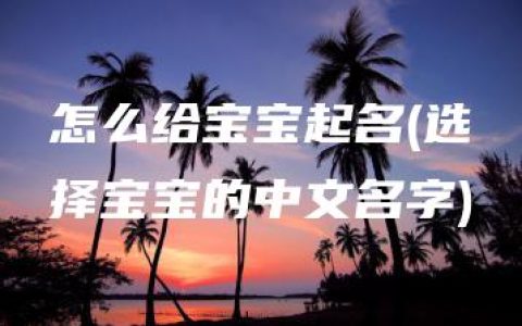 怎么给宝宝起名(选择宝宝的中文名字)