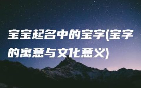 宝宝起名中的宝字(宝字的寓意与文化意义)