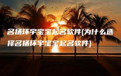 名扬环宇宝宝起名软件(为什么选择名扬环宇宝宝起名软件)