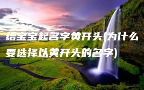 给宝宝起名字黄开头(为什么要选择以黄开头的名字)