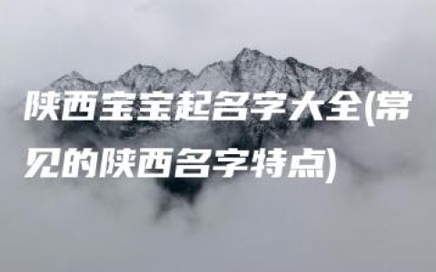 陕西宝宝起名字大全(常见的陕西名字特点)