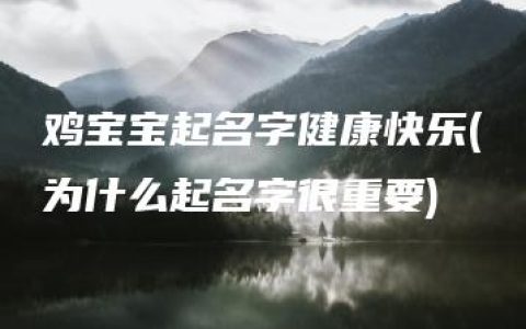 鸡宝宝起名字健康快乐(为什么起名字很重要)