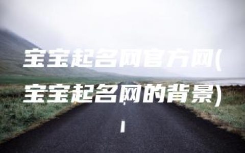 宝宝起名网官方网(宝宝起名网的背景)