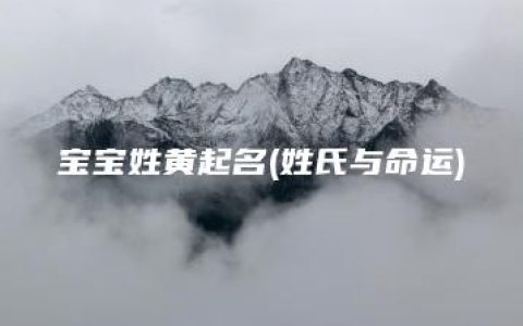 宝宝姓黄起名(姓氏与命运)