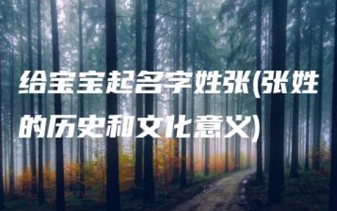 给宝宝起名字姓张(张姓的历史和文化意义)