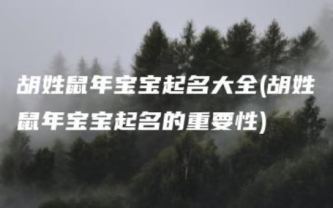 胡姓鼠年宝宝起名大全(胡姓鼠年宝宝起名的重要性)