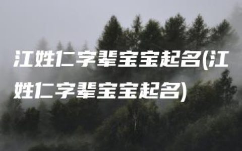 江姓仁字辈宝宝起名(江姓仁字辈宝宝起名)