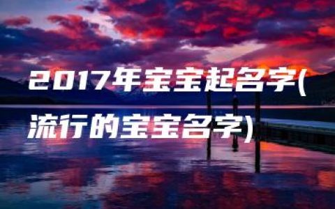 2017年宝宝起名字(流行的宝宝名字)