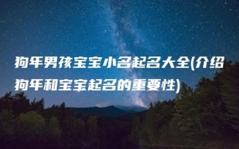 狗年男孩宝宝小名起名大全(介绍狗年和宝宝起名的重要性)