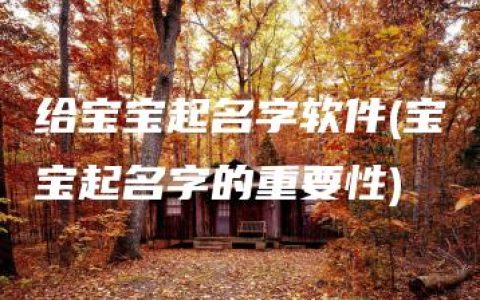 给宝宝起名字软件(宝宝起名字的重要性)