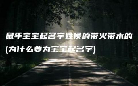 鼠年宝宝起名字姓侯的带火带木的(为什么要为宝宝起名字)