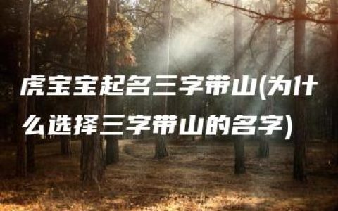 虎宝宝起名三字带山(为什么选择三字带山的名字)