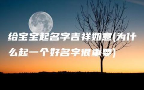 给宝宝起名字吉祥如意(为什么起一个好名字很重要)