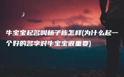 牛宝宝起名叫杨子栋怎样(为什么起一个好的名字对牛宝宝很重要)