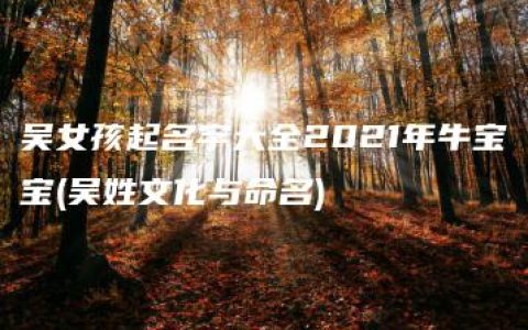 吴女孩起名字大全2021年牛宝宝(吴姓文化与命名)